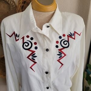 NWT Bar N Embroidered Western Blouse